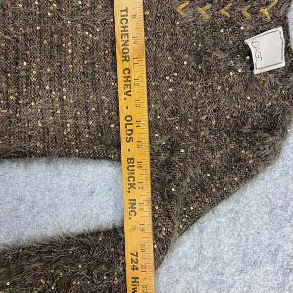 NUAGE sweater womens L fuzzy lace Christmas statement sparkle anne fontaine bold - Picture 9 of 10